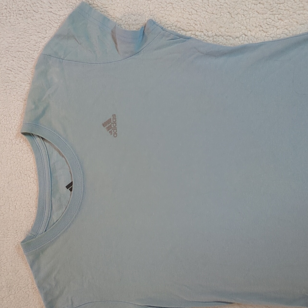 Y2K Vintage Adidas Light Blue Tee with Logo - Picture 4 of 5